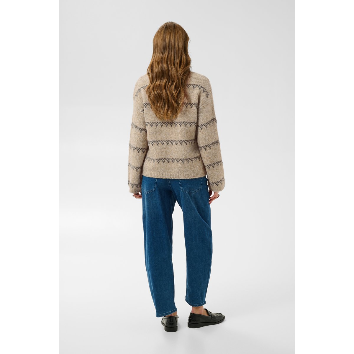 Pullover tricoté beige desert taupe m./dgm stripe, KAFFE