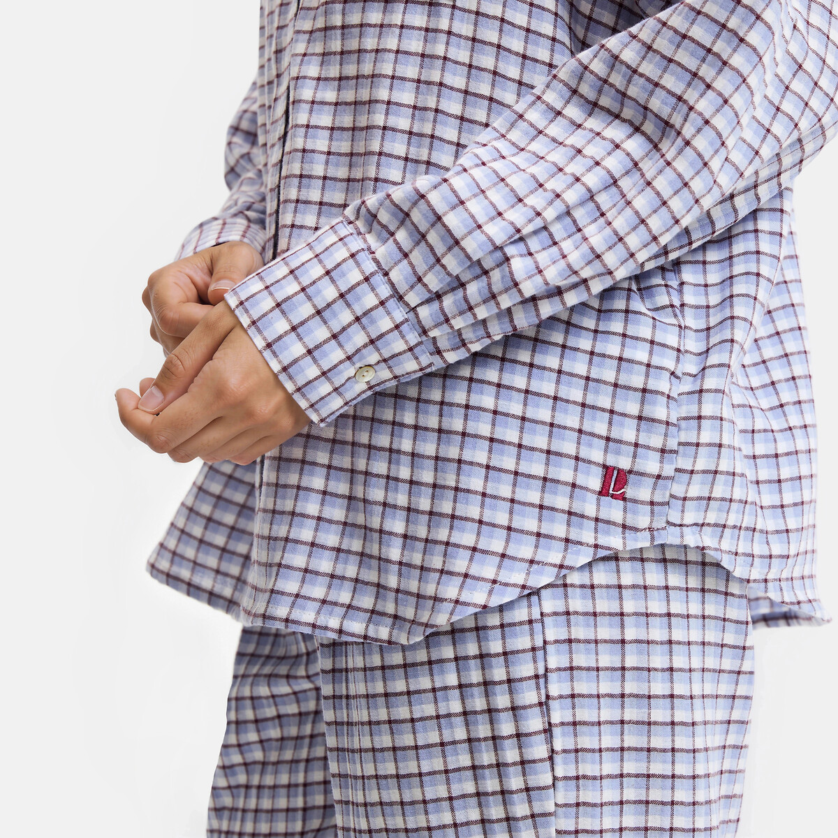 Pyjamavest van dubbel tetra met ruitjes, Signature JEANNE geruit, LA REDOUTE COLLECTIONS