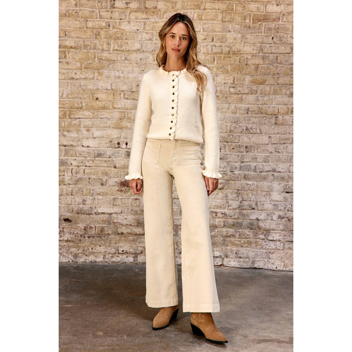 Pantalon loose, large uni ATLANTY 11-ecru, LA PETITE ETOILE