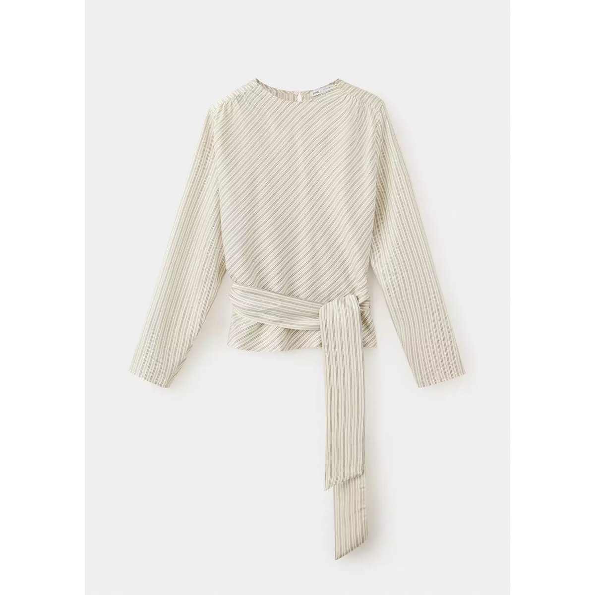 Blouse rayures nouée à la ceinture écru, MANGO