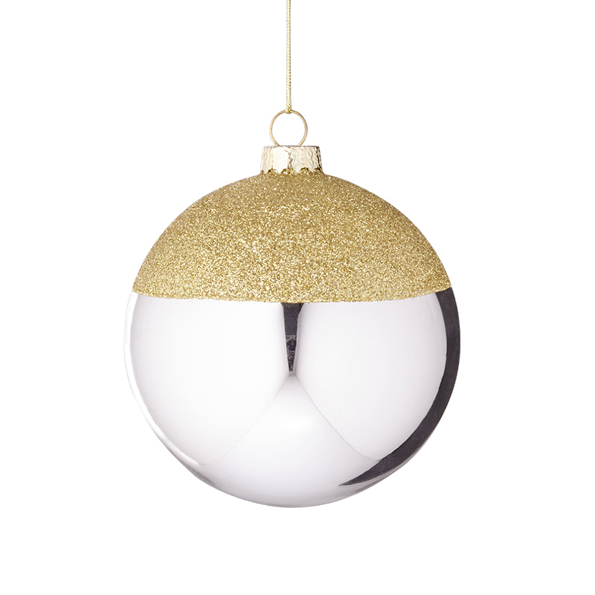 Boule de noël décorative bicolore en verre D10 argenté, SIA DECO