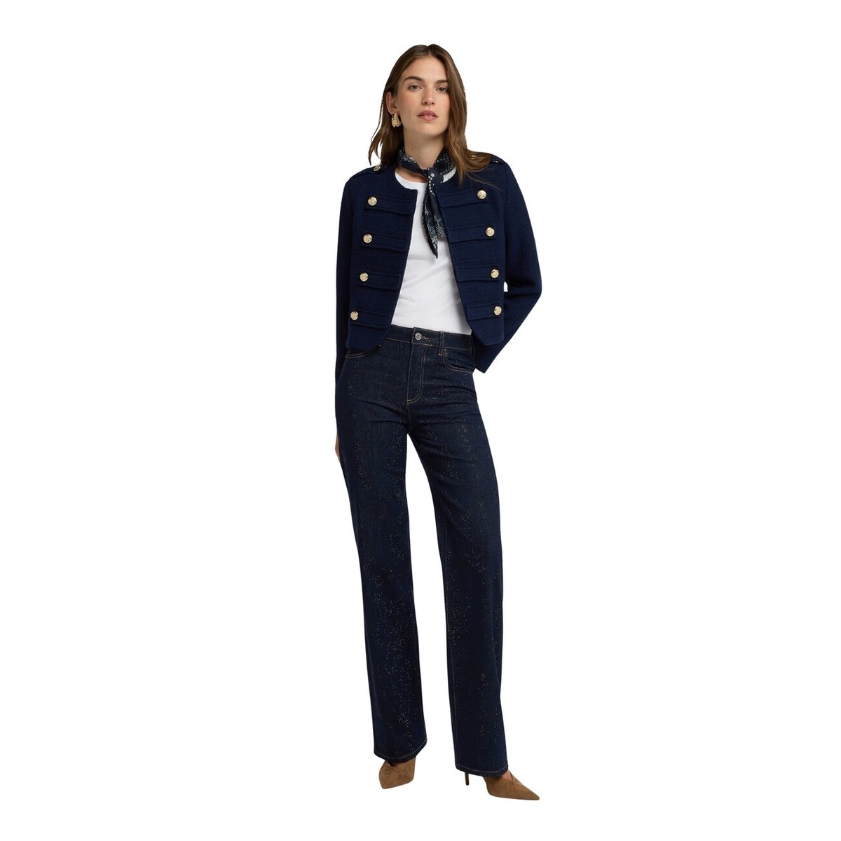 Jean palazzo avec strass all over bleu, MOTIVI