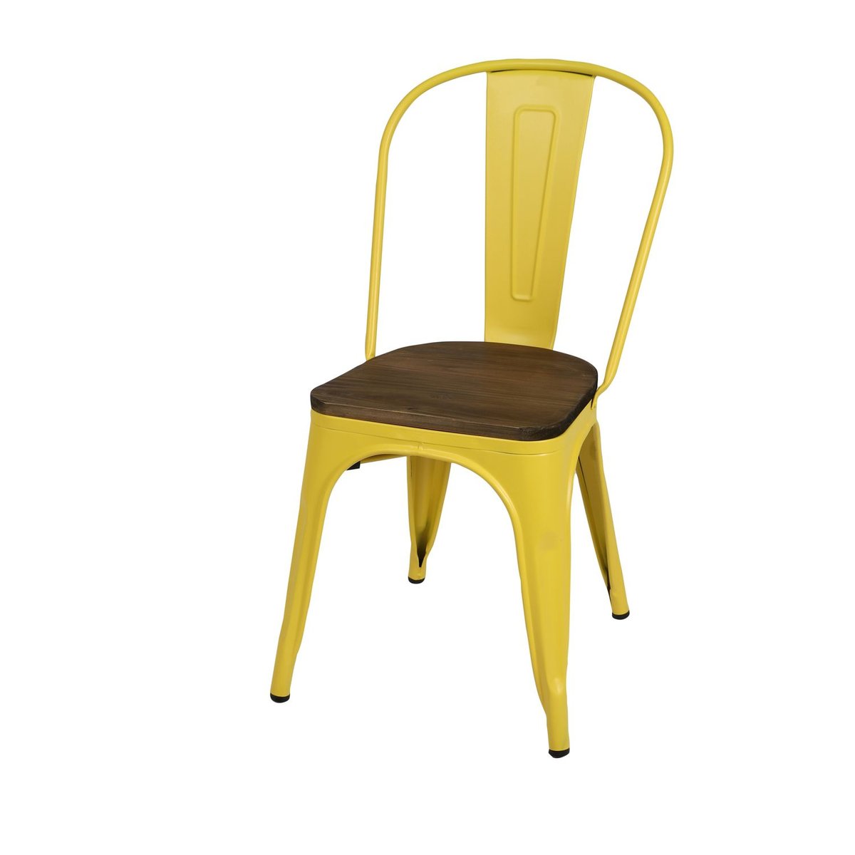 Lot de 4 chaises bistrot en bois et métal design vintage LIV jaune, TOILINUX