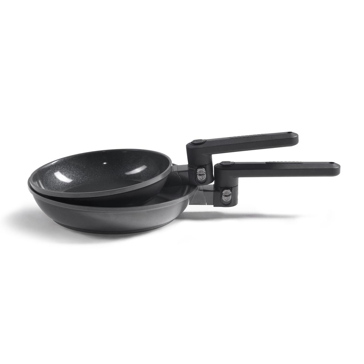 Set de 2 poêles 24/28 cm avec manches repliables - Transformer couleur unique, LAGUIOLE CUISSON