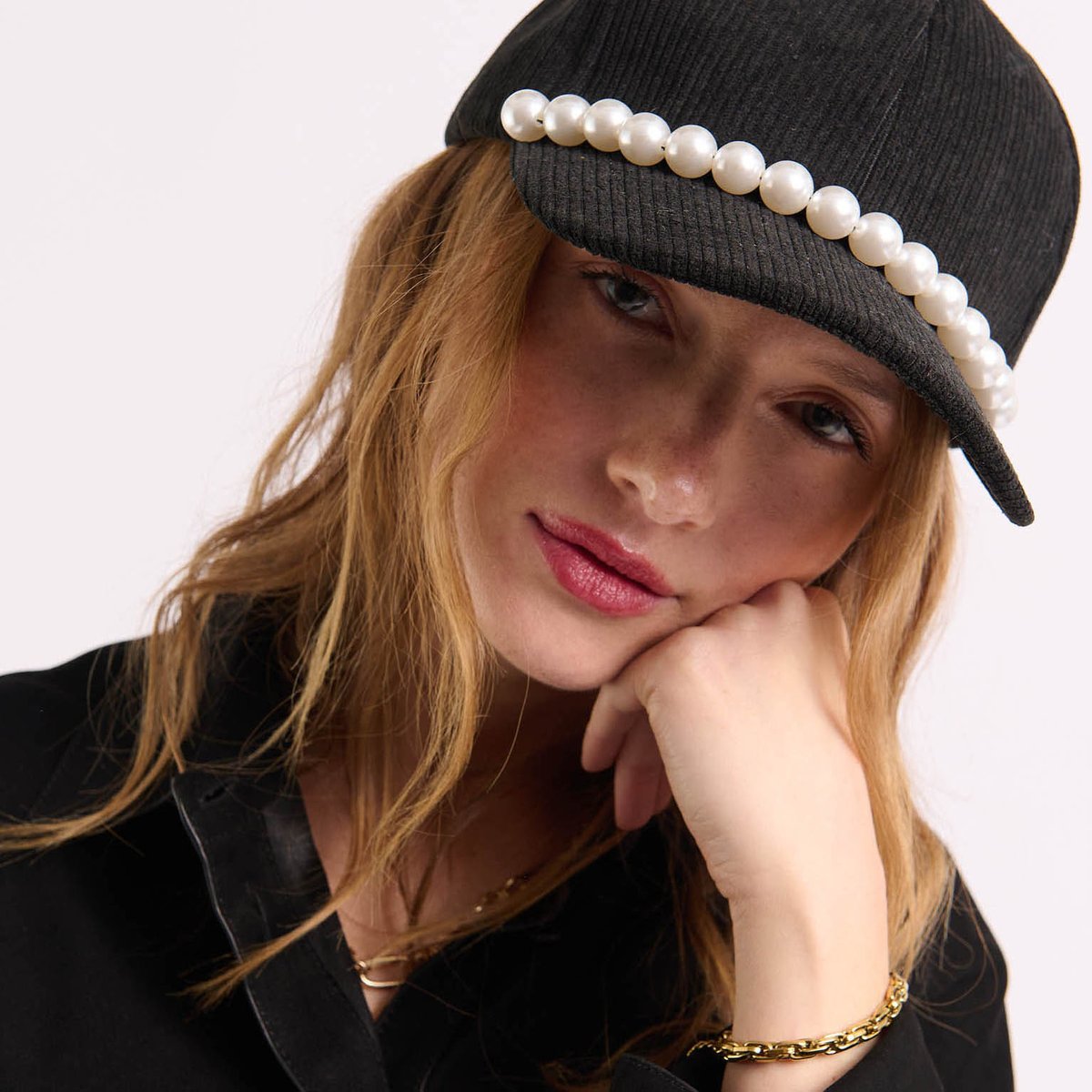 Casquette en velours et perles ALISE noir, WILD