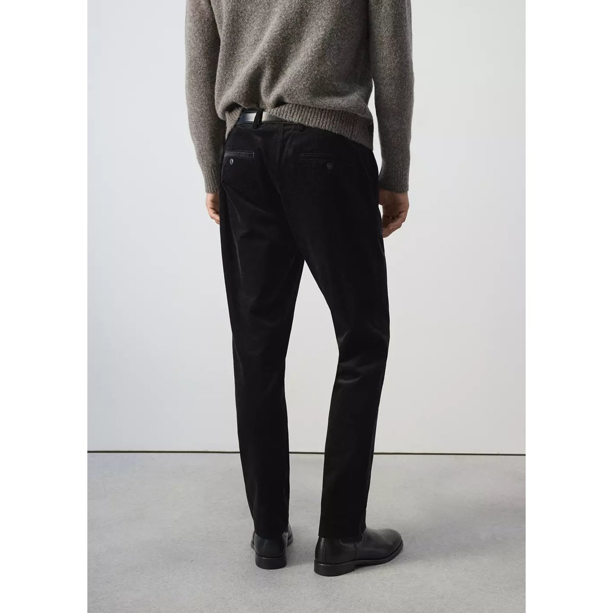 Pantalon velours côtelé pinces regular-fit noir, MANGO MAN