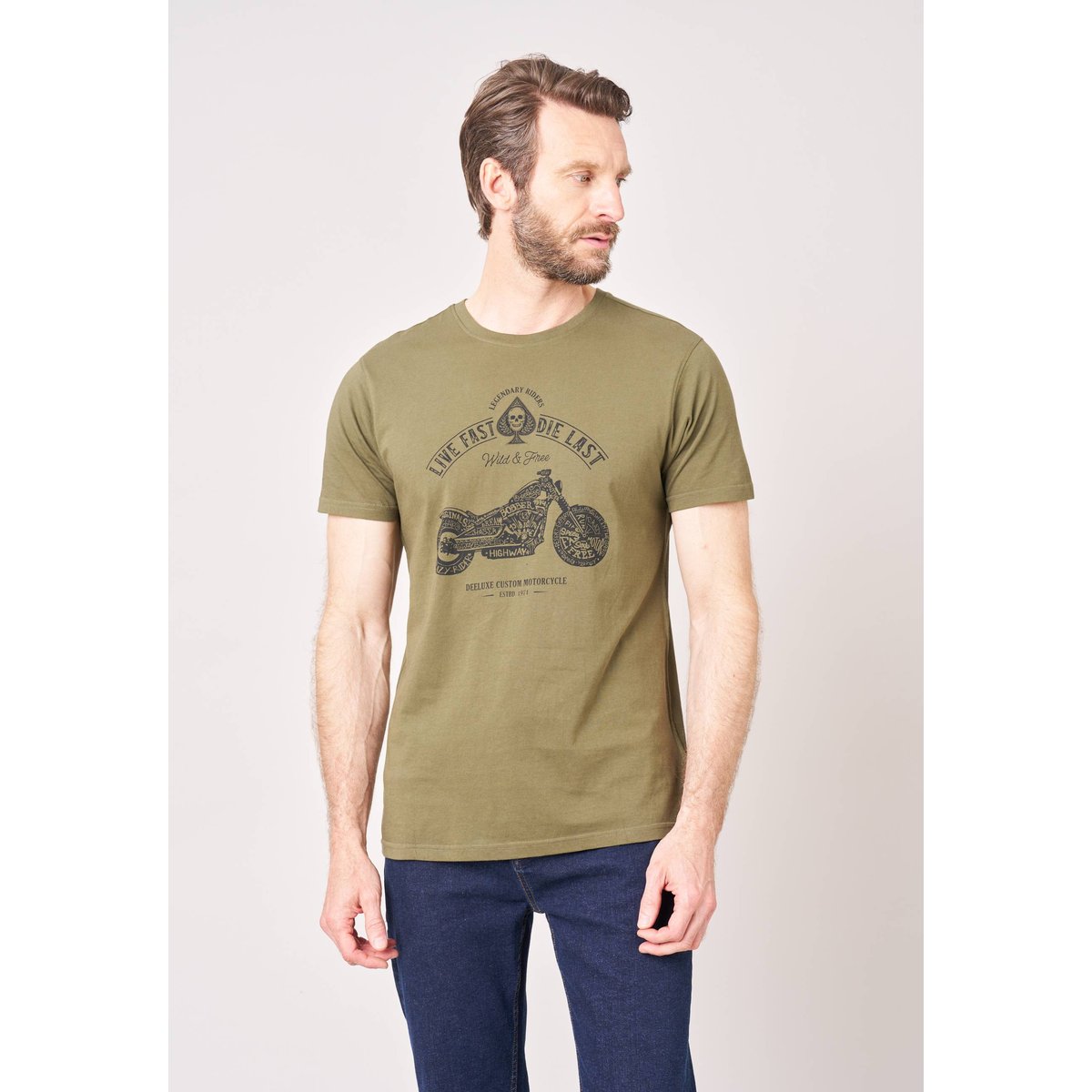 T-shirt homme en 100% coton PARK khaki, DEELUXE