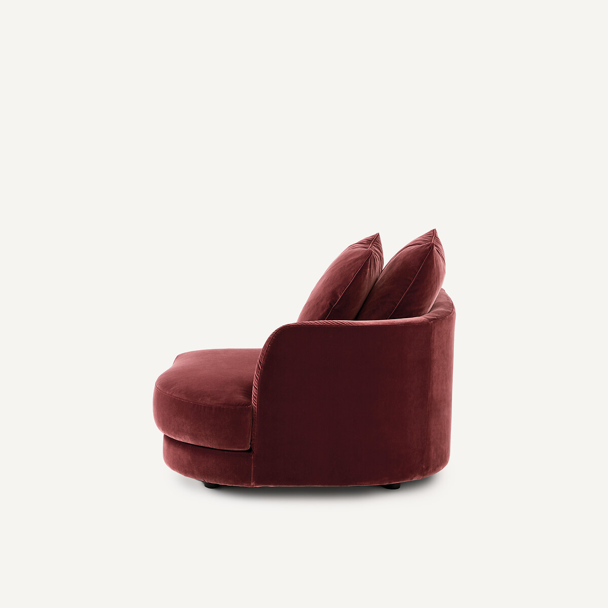 Demi-canapé droit, arrondi, modulable en velours, TIBERIO grenat, AM.PM