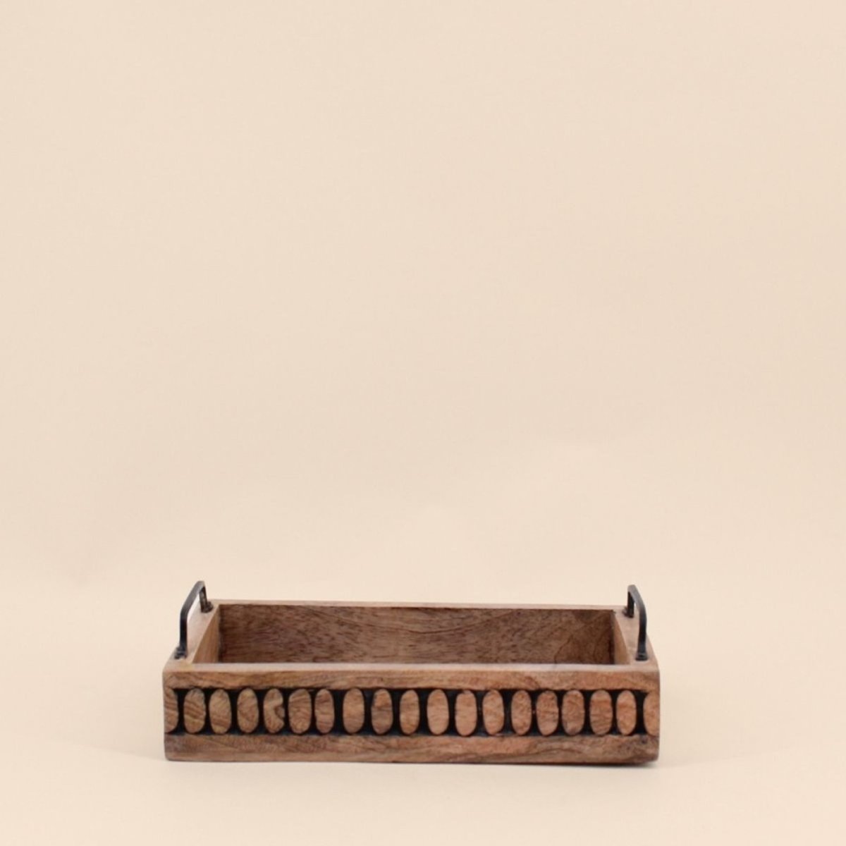 Plateau en bois avec poignées 30x21cm naturel, ORNAMI