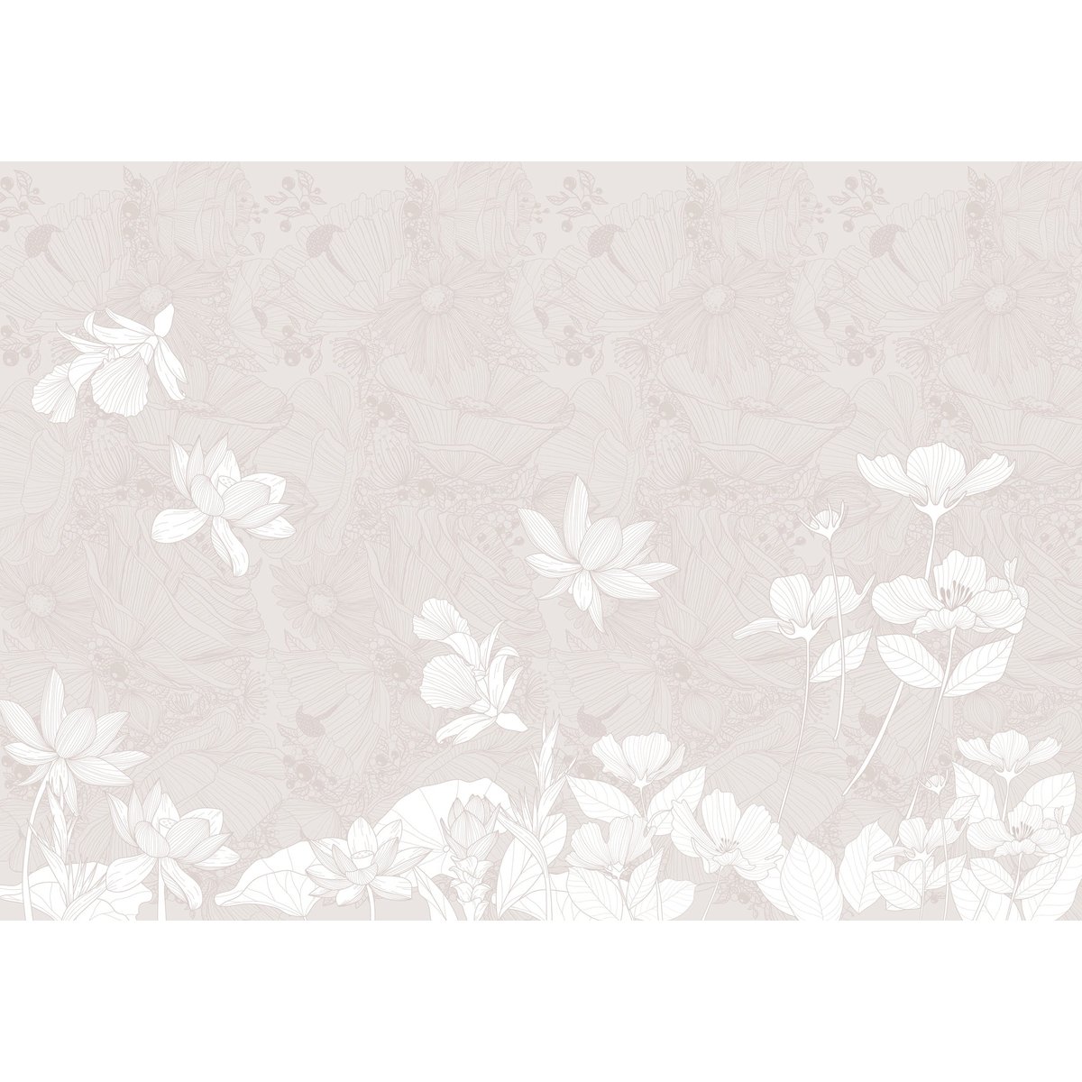 Papier peint panoramique Murmure floral - Lé Papiers de Ninon blanc, LE PAPIERS DE NINON