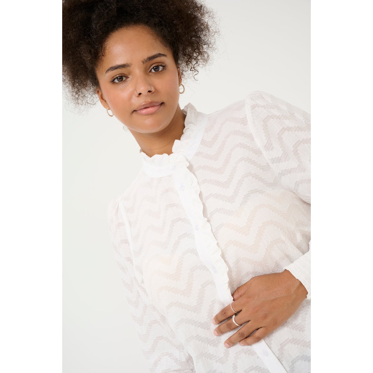 Long sleeved shirt blanc chalk, KAFFE CURVE