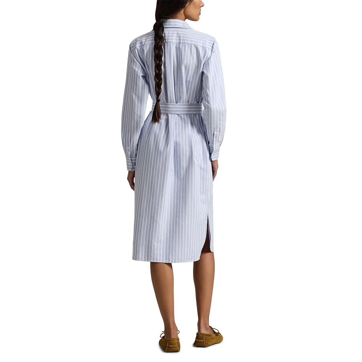 Robe chemise rayée à manches longues, avec ceinture rayé bleu/blanc, POLO RALPH LAUREN