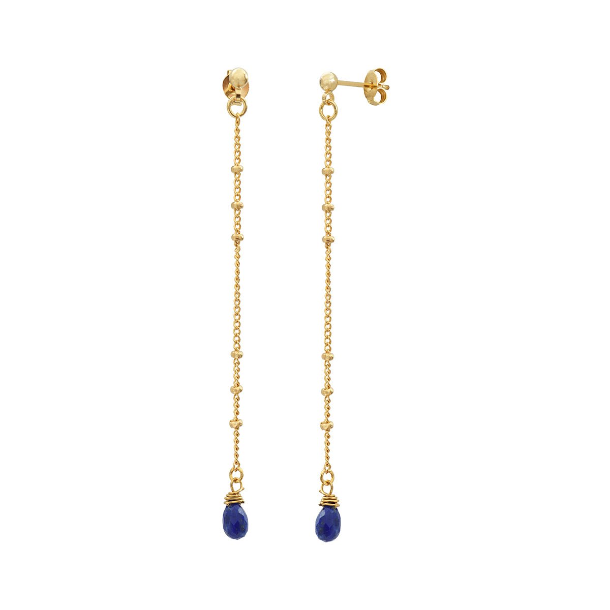 Boucles d'oreilles longues danae lapis lazuli bleu, CAROLINE NAJMAN
