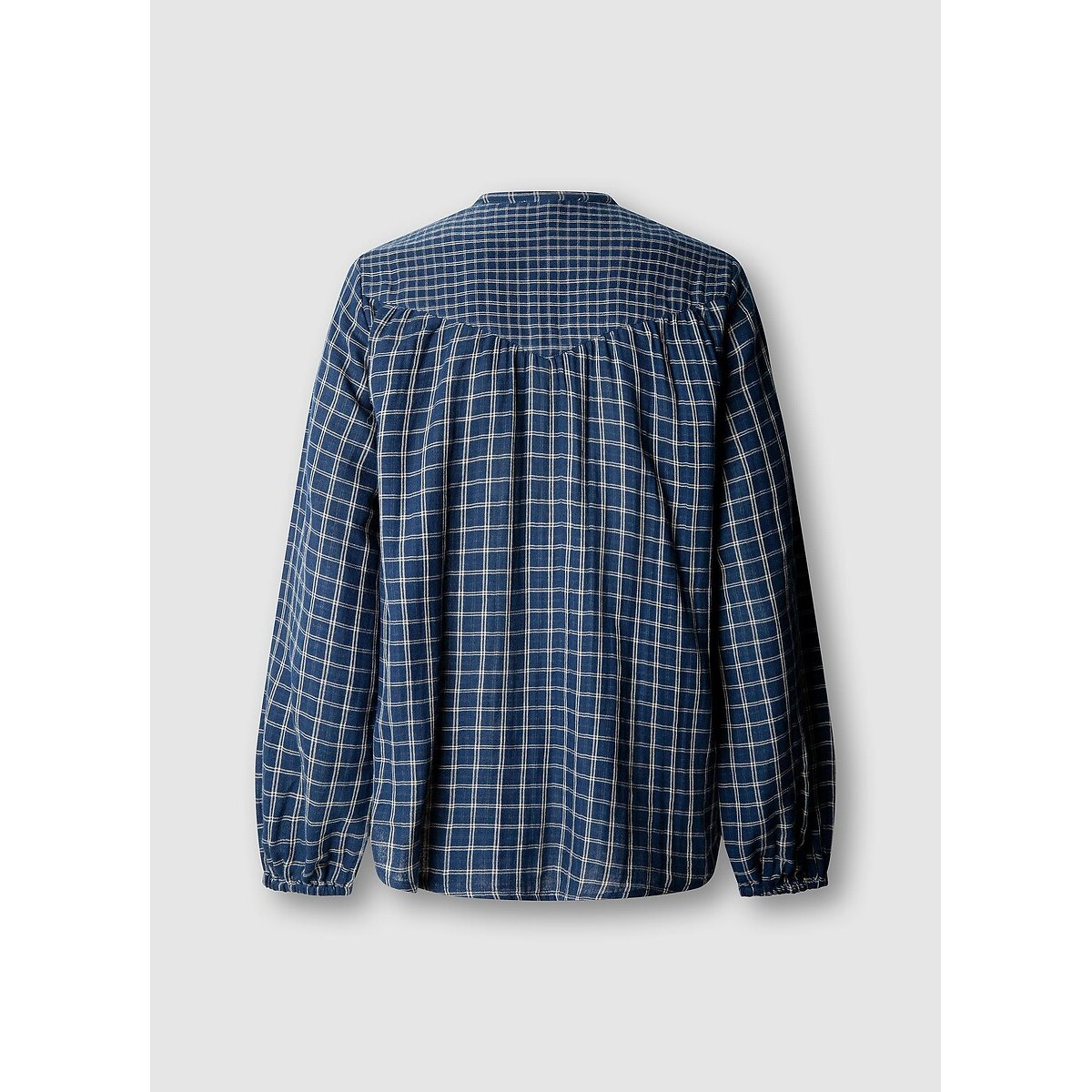 Blouse à carreaux, col Mao imprimé bleu, PEPE JEANS