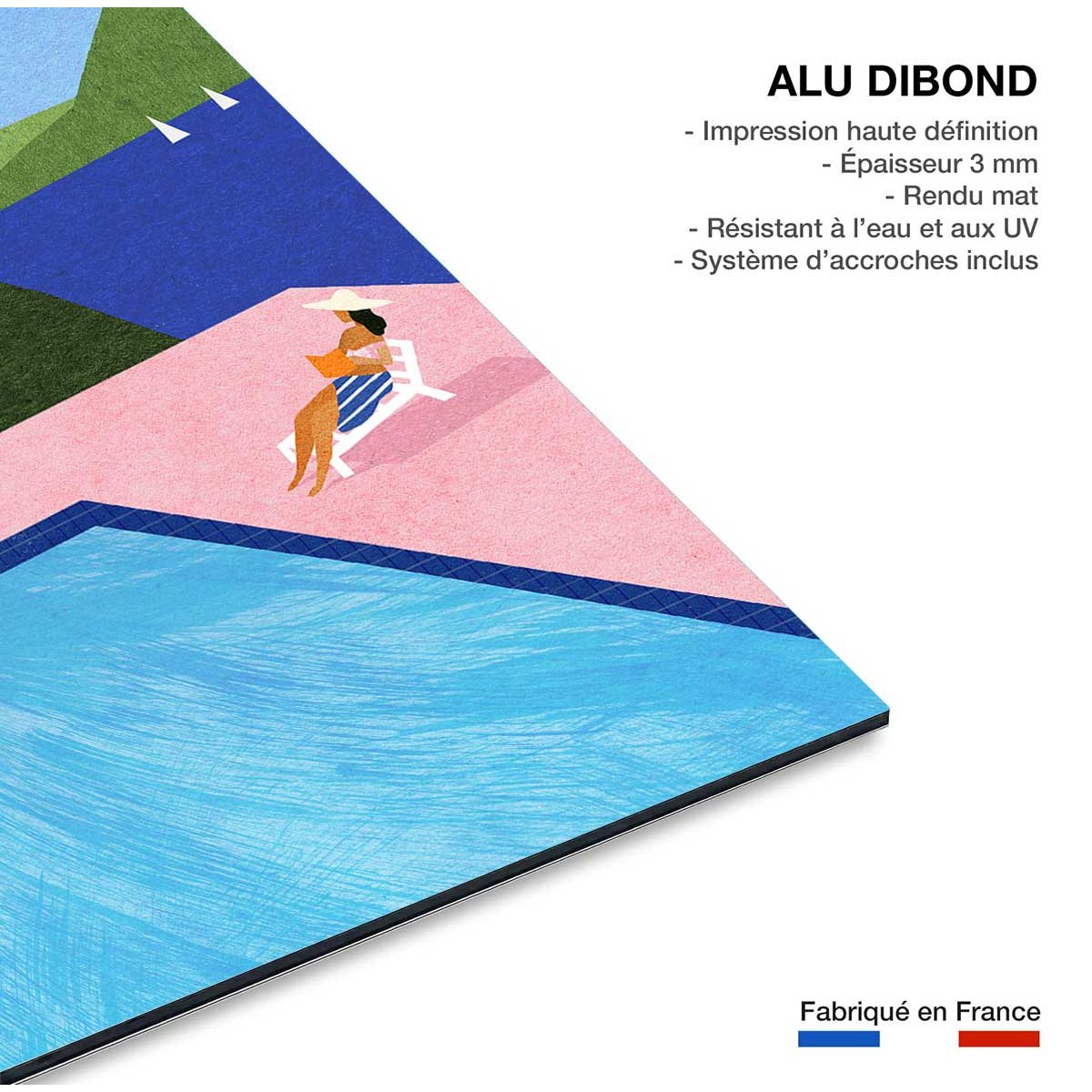 Tableau neo vintage swimming pool iii tableau alu dibond, HEXOA