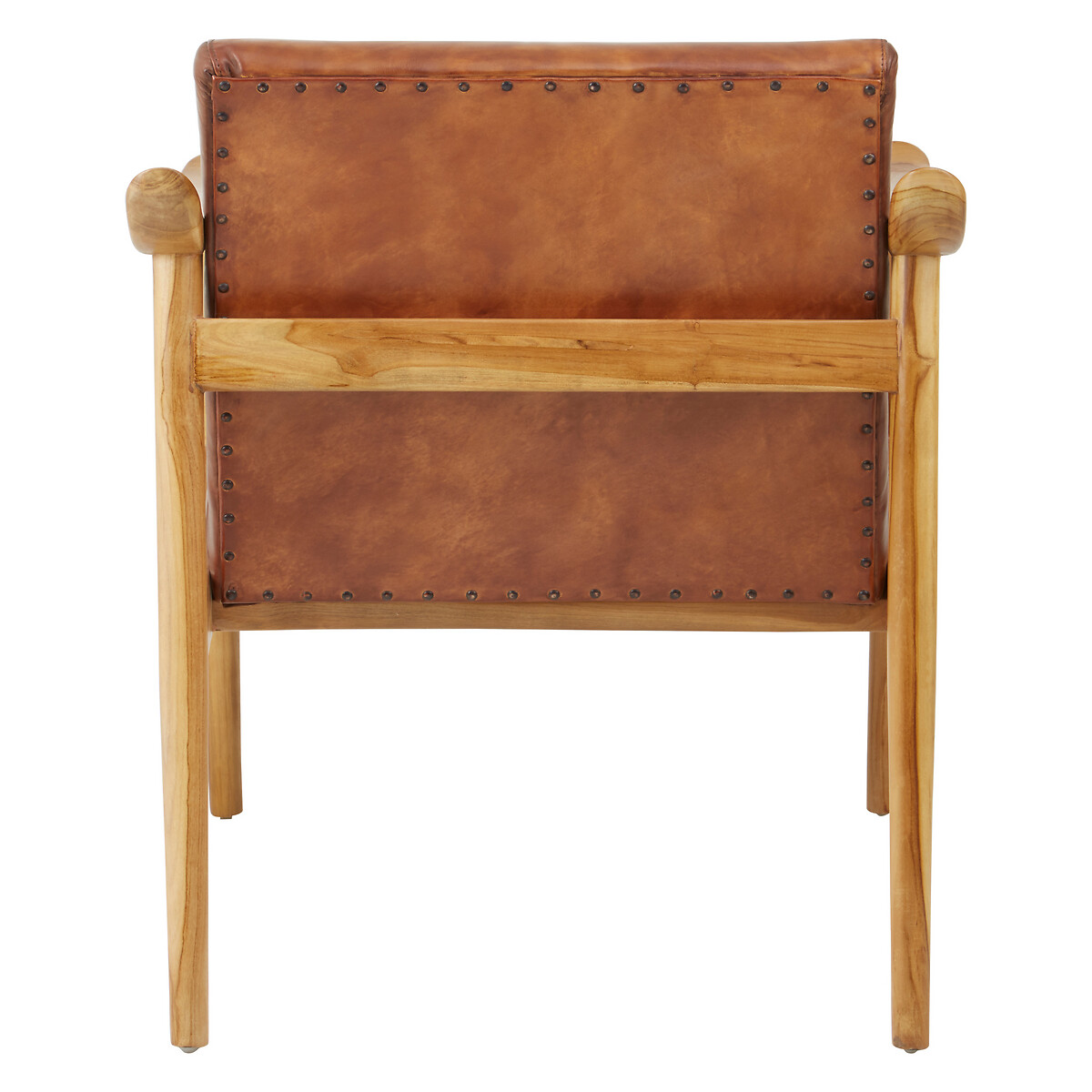 Brown Cow Leather and Natural Teak Wood Mid Century Chair brown , FIFTY FIVE SOUTH