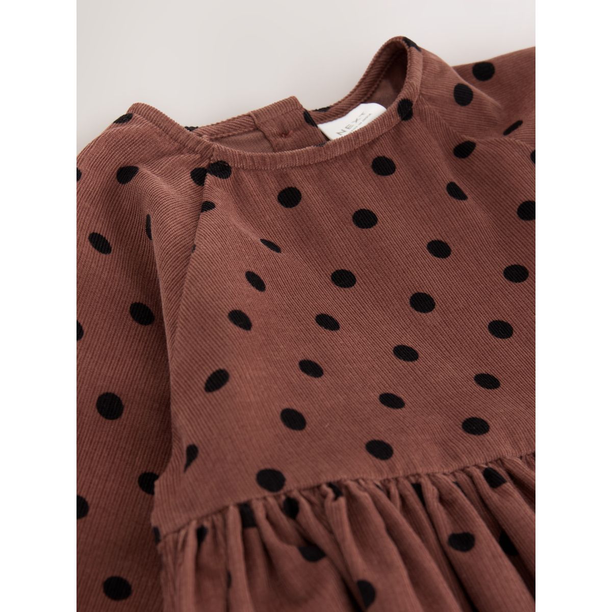 Robe en velours côtelé à manches longues tache brun chocolat, NEXT