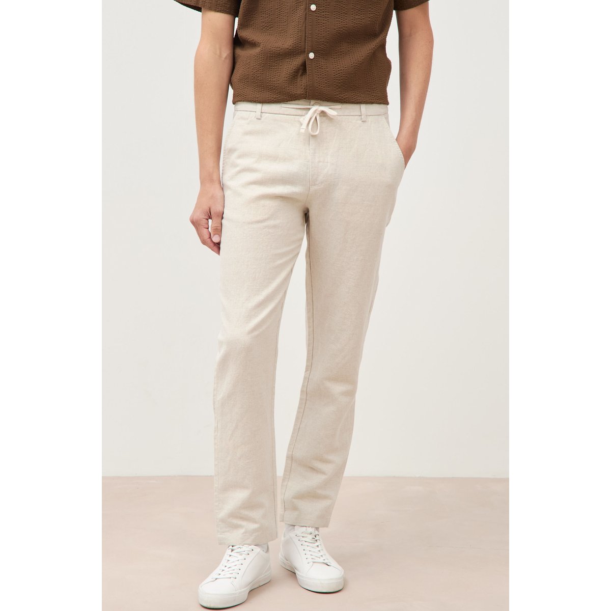 Chino coupe droite longueur 32 ecru, BONOBO