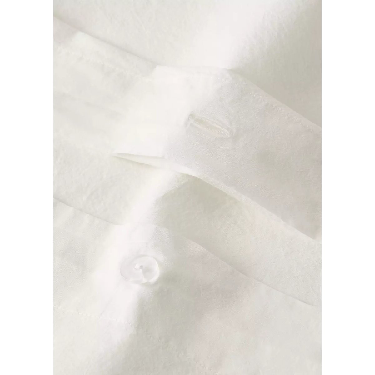 Housse de couette coton lavé volant en gaze effiloché lit 180/200 cm écru, MANGO HOME