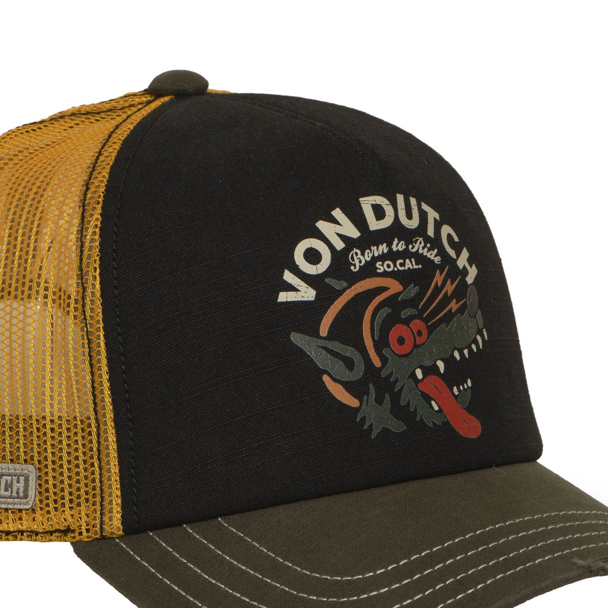 Casquette trucker Crew kaki/noir/jaune, VON DUTCH
