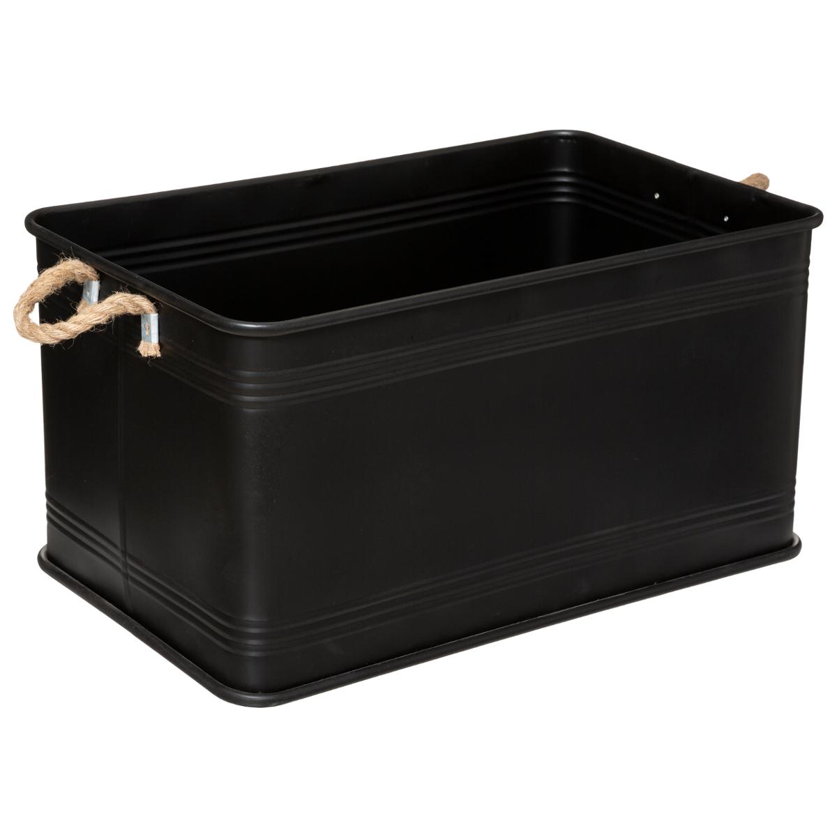 Set de 3 malles de rangement métal et bois LEONIE noir, ATMOSPHERA