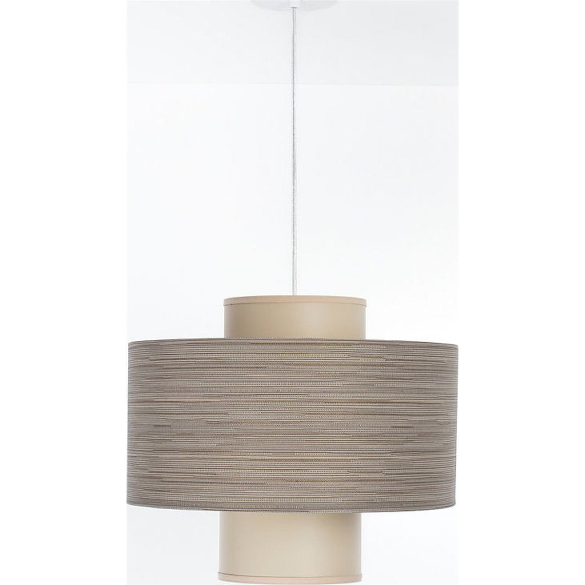 Suspension ronde en jute et lin TWIN LIGHT beige naturel et bois clair, BPS KONCEPT
