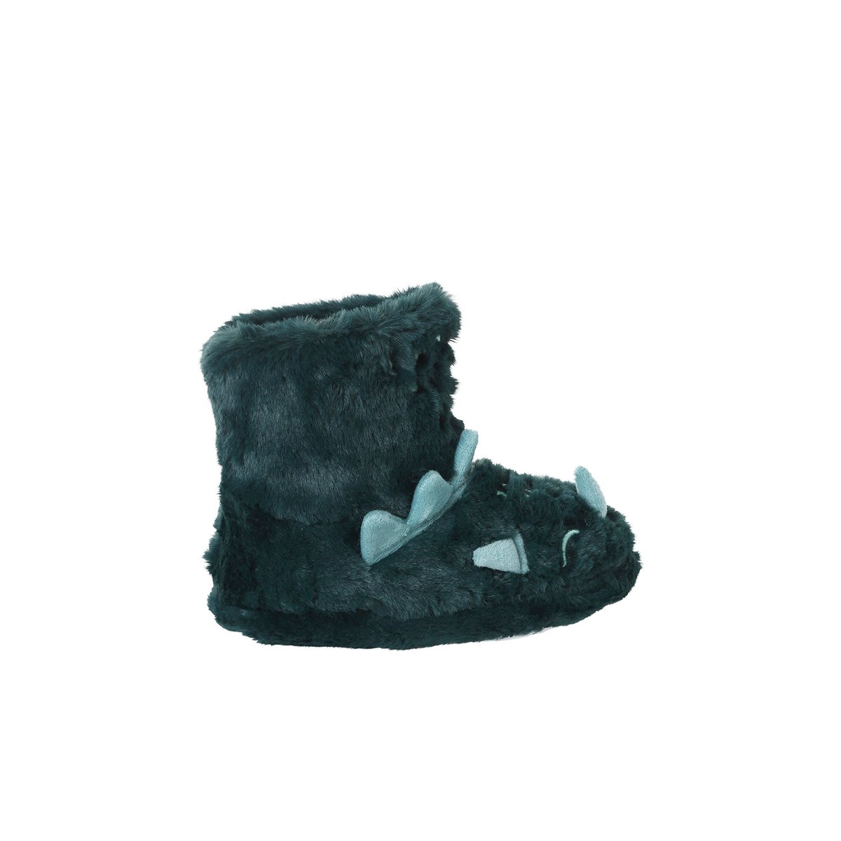 Chaussons montants imitation fourrure dinosaures vert, VERTBAUDET