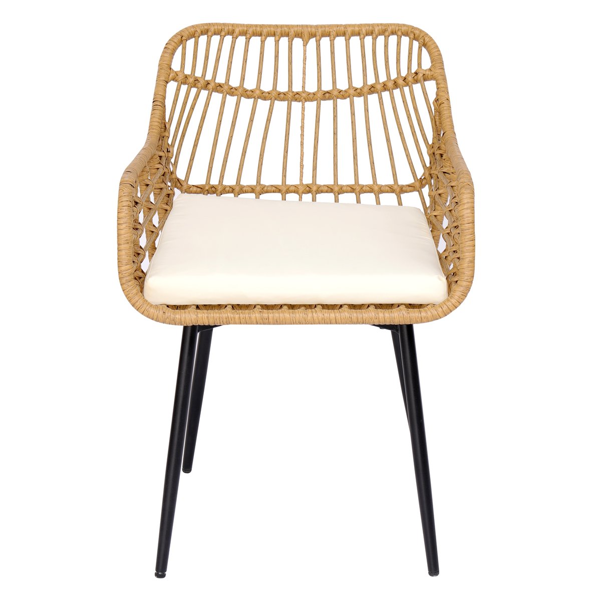 Lot de 2 chaises, métal et rotin, HANOI marron, NORDLYS