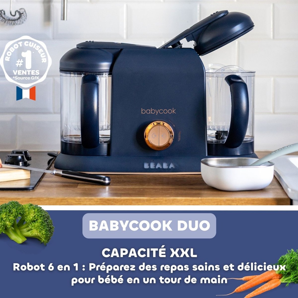 Babycook duo robot cuiseur night blue, BEABA