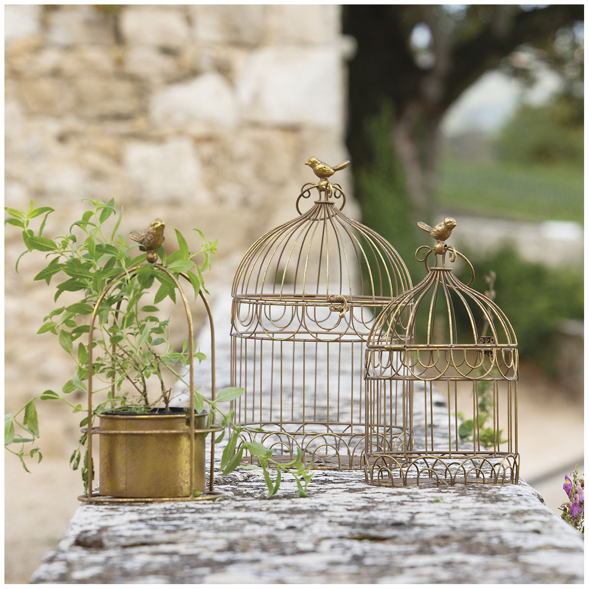 Set de 2 cages à oiseaux en métal or, MATHILDE M
