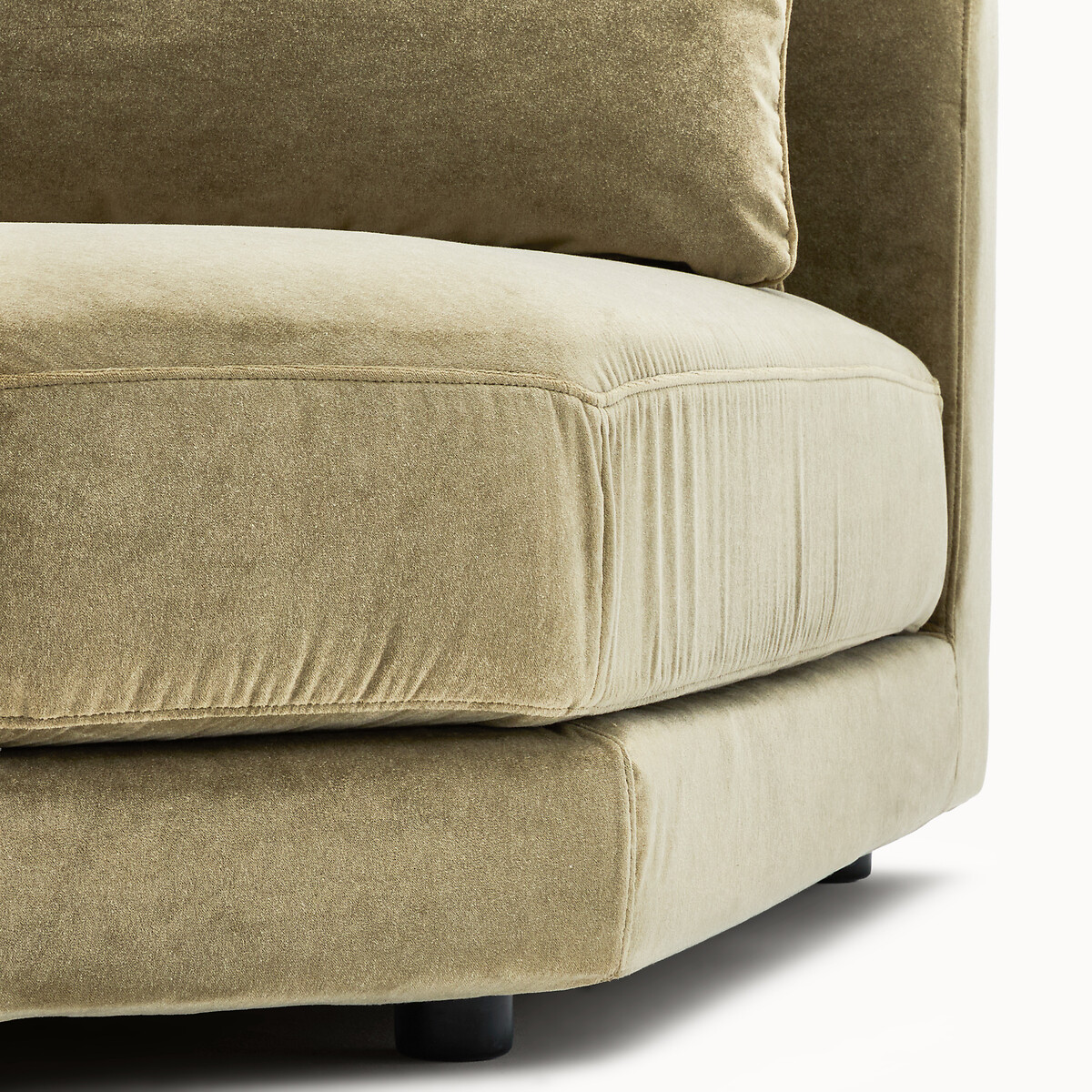 Canapé d'angle modulable en velours de lin, TIBERIO tilleul, AM.PM