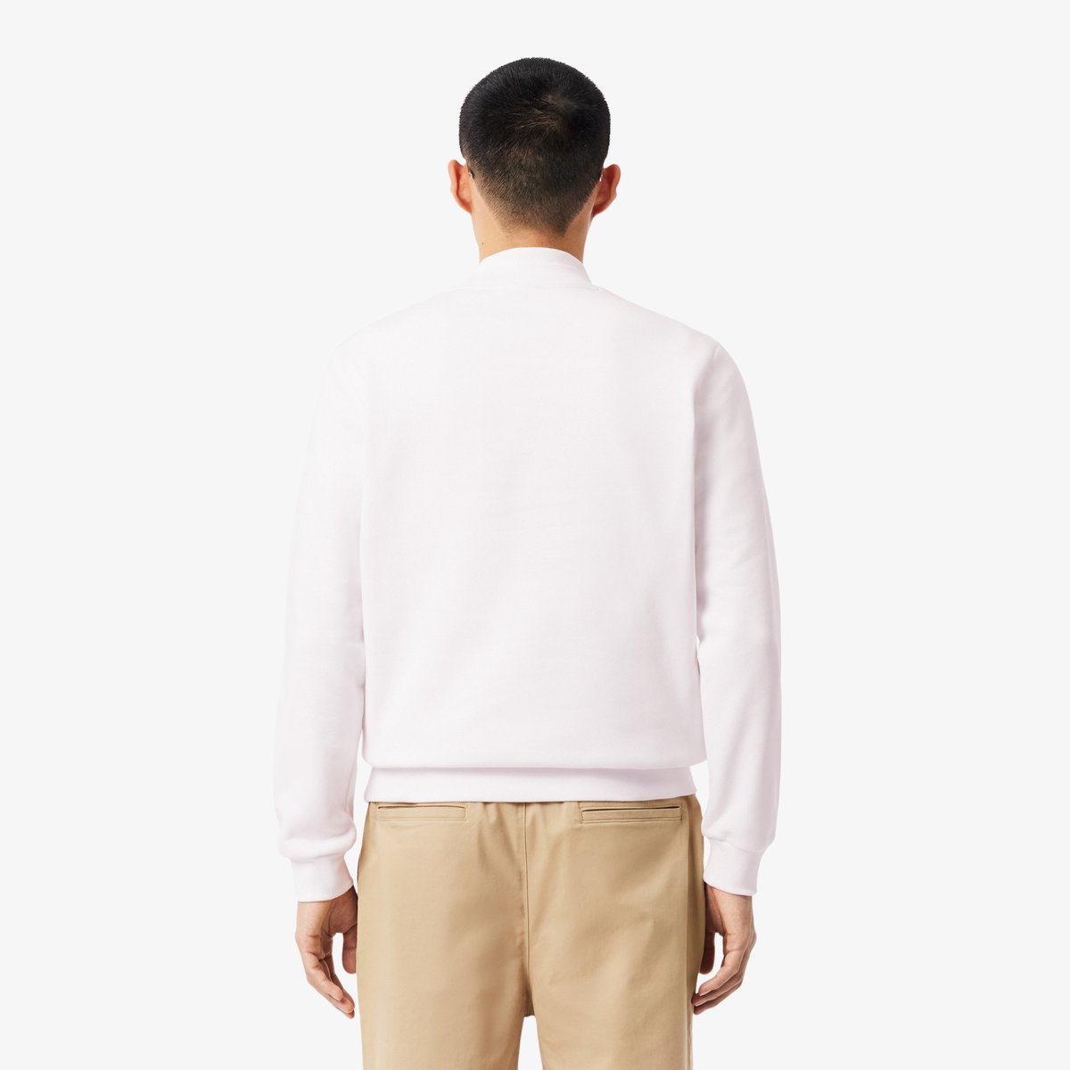Sweatshirt molleton col rond blanc-001, LACOSTE