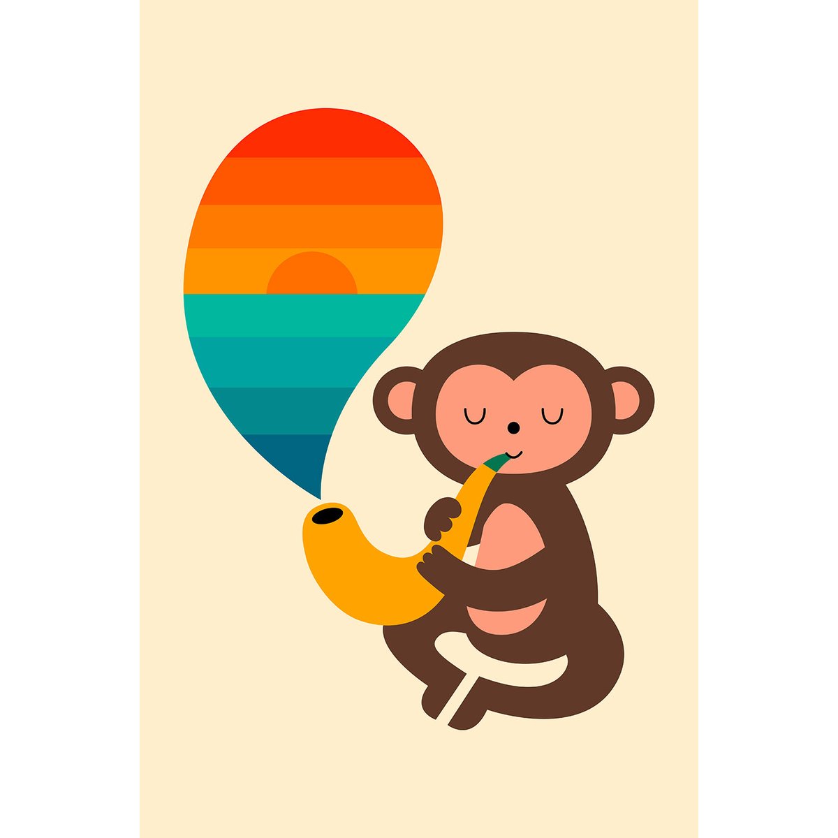 Tableau monkey banana toile imprimée, HEXOA