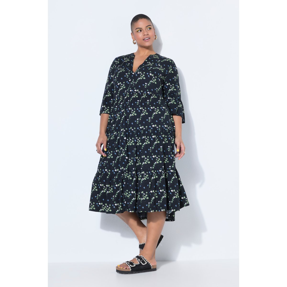 Robe maxi, imprimé all-over noir, STUDIO UNTOLD