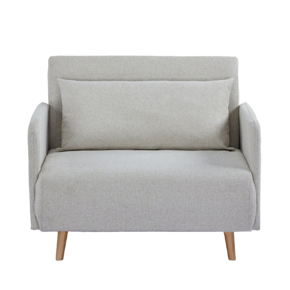 Fauteuil convertible en tissu pieds bois clair- BELUSHI beige, DRAWER