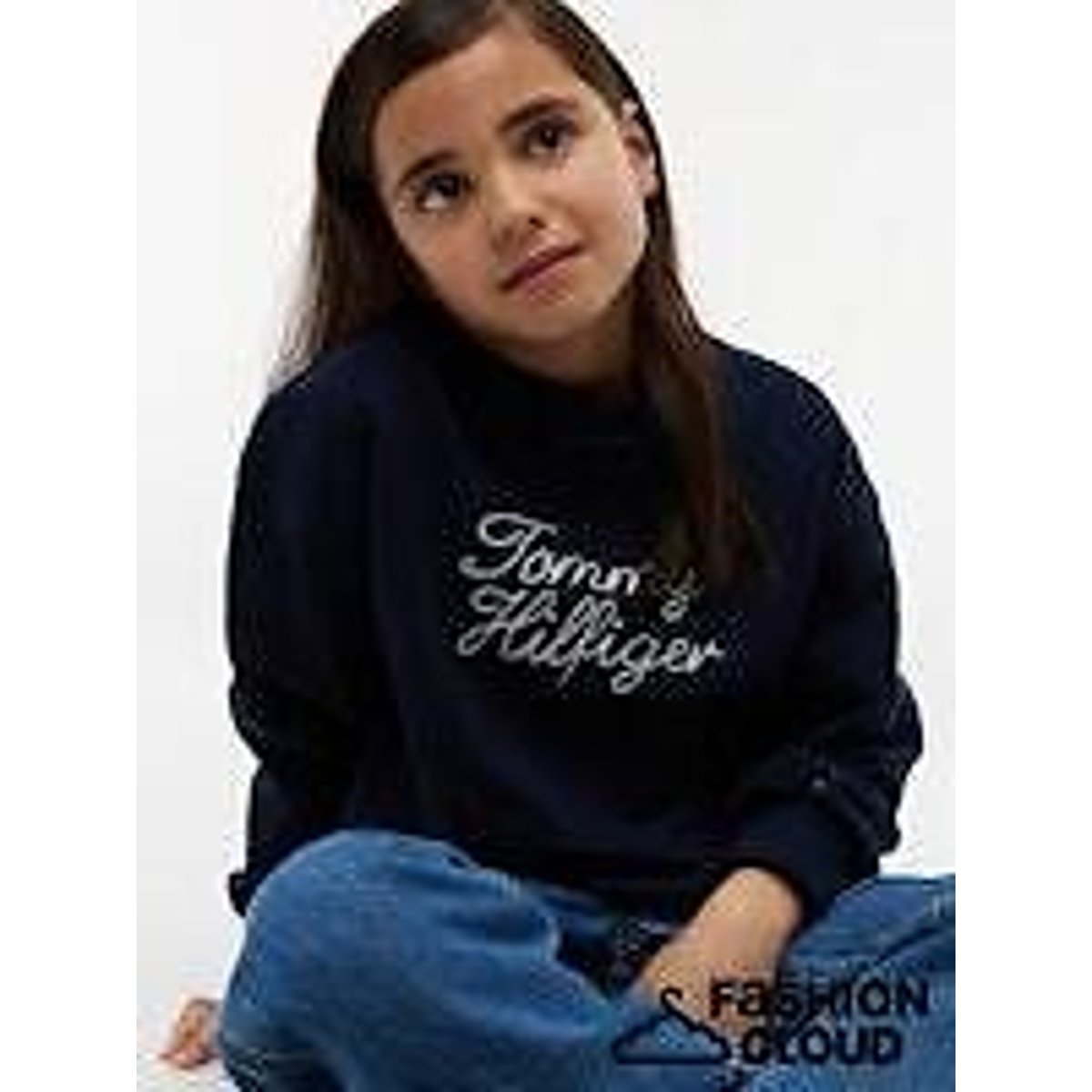 Sweater met ronde hals marineblauw, TOMMY HILFIGER