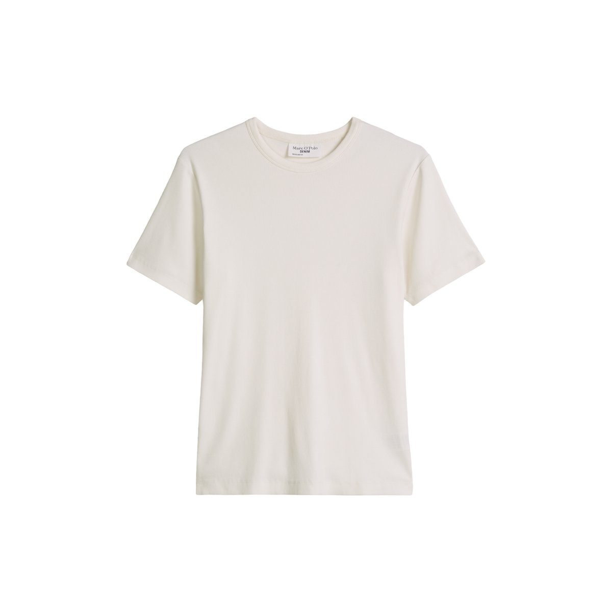 T-shirt côtelé DfC regular en coton bio mélangé blanc, MARC O’POLO DENIM