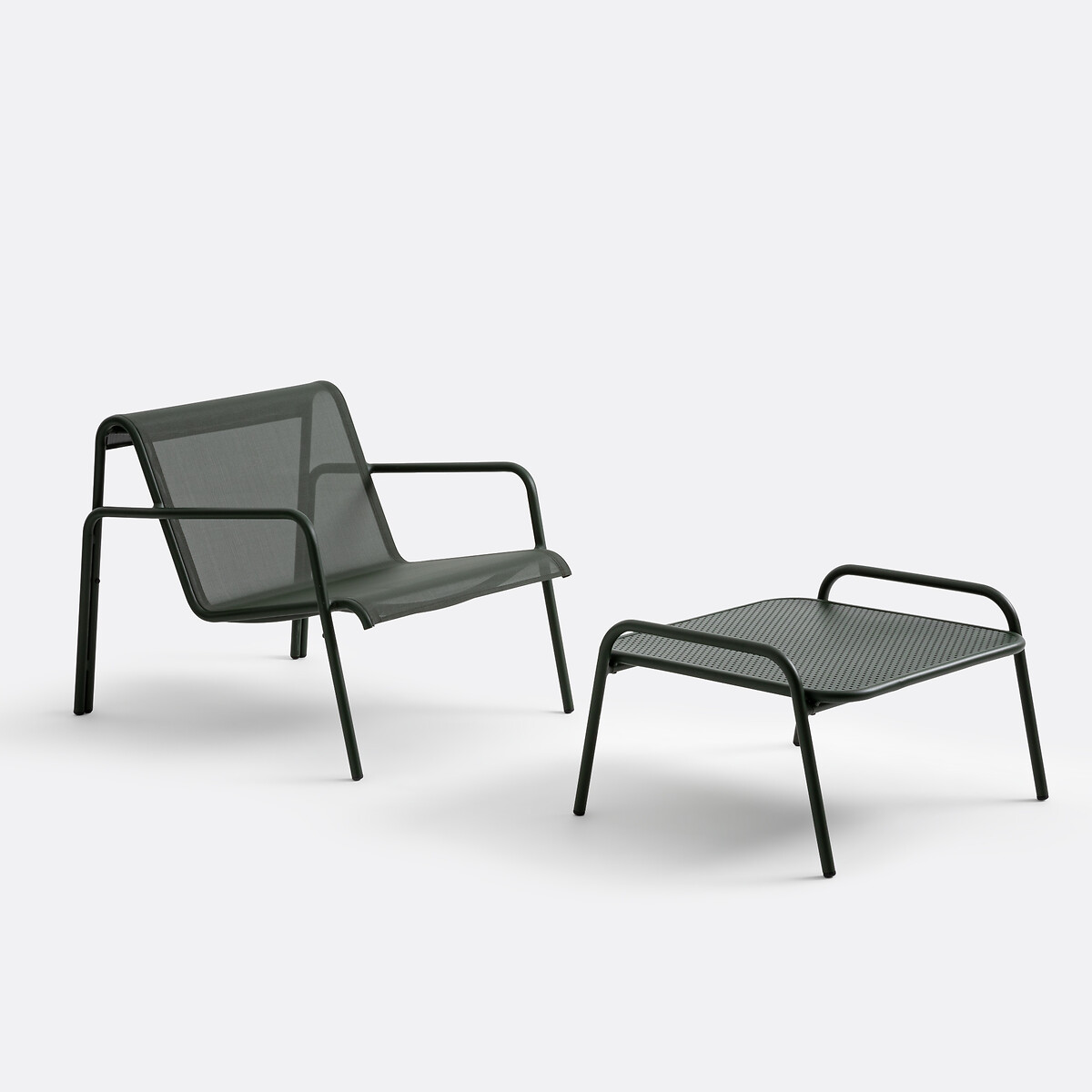 Niedriger Gartensessel aus Aluminium und Textilene Lysa dunkelgrün, LA REDOUTE INTERIEURS