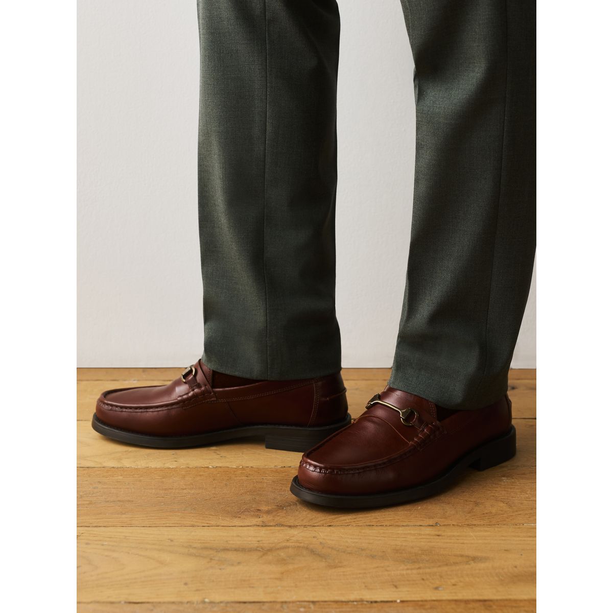 Mocassins en cuir avec mors marron, NEXT