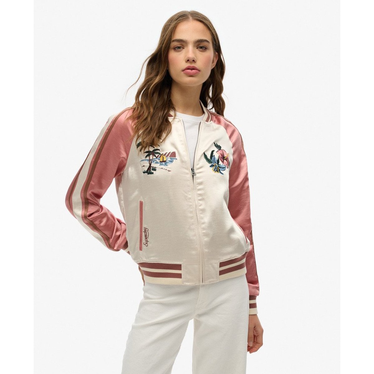 Bomber brodé Suikajan riz blanc, SUPERDRY