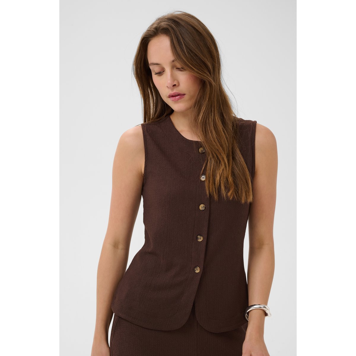Blouse sans manches marron coffeebean, KAFFE