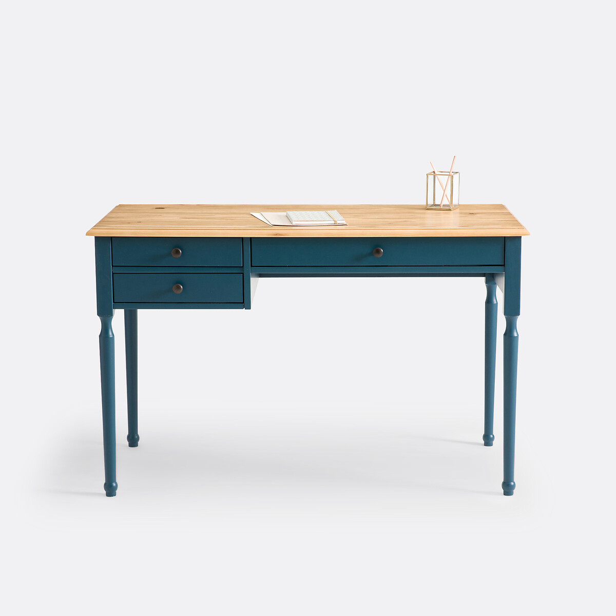 Desk in Solid Pine and MDF blue/wood, LA REDOUTE INTERIEURS