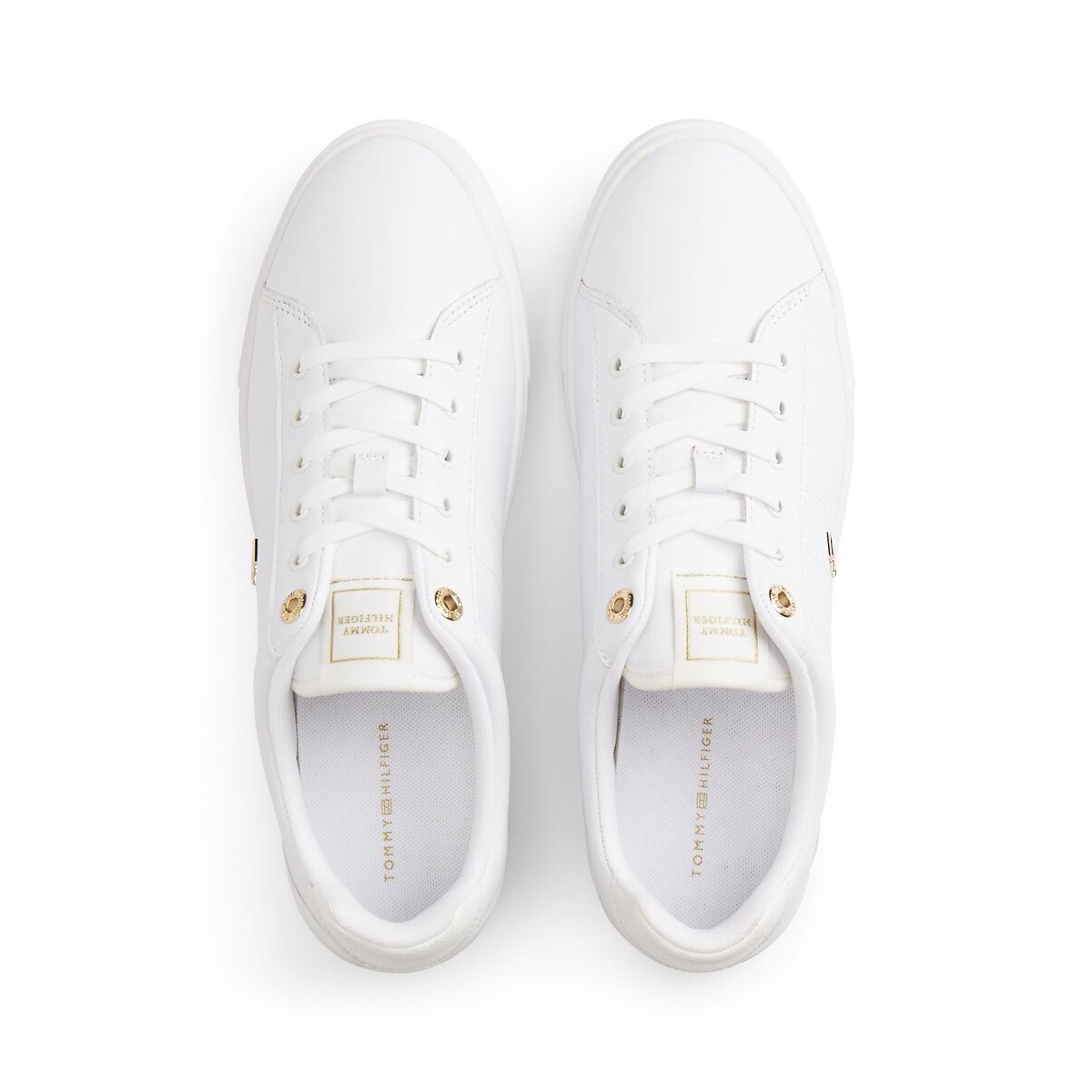 Court Elevated Leather Trainers white, TOMMY JEANS