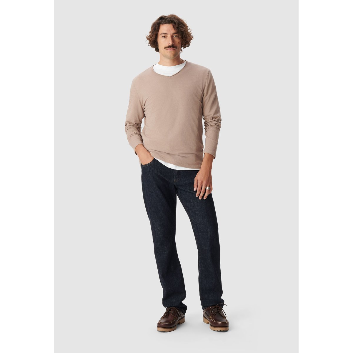 Tee-shirt col V L'Essentiel marron, IKKS