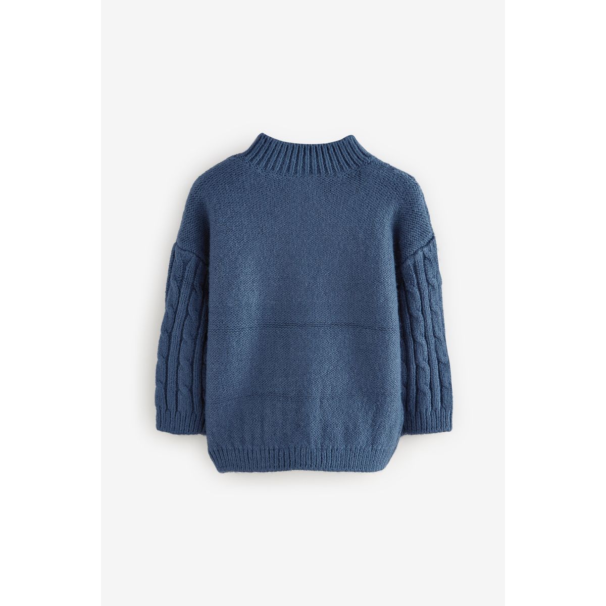 Pull à col zippé en maille torsadée bleu marine, NEXT
