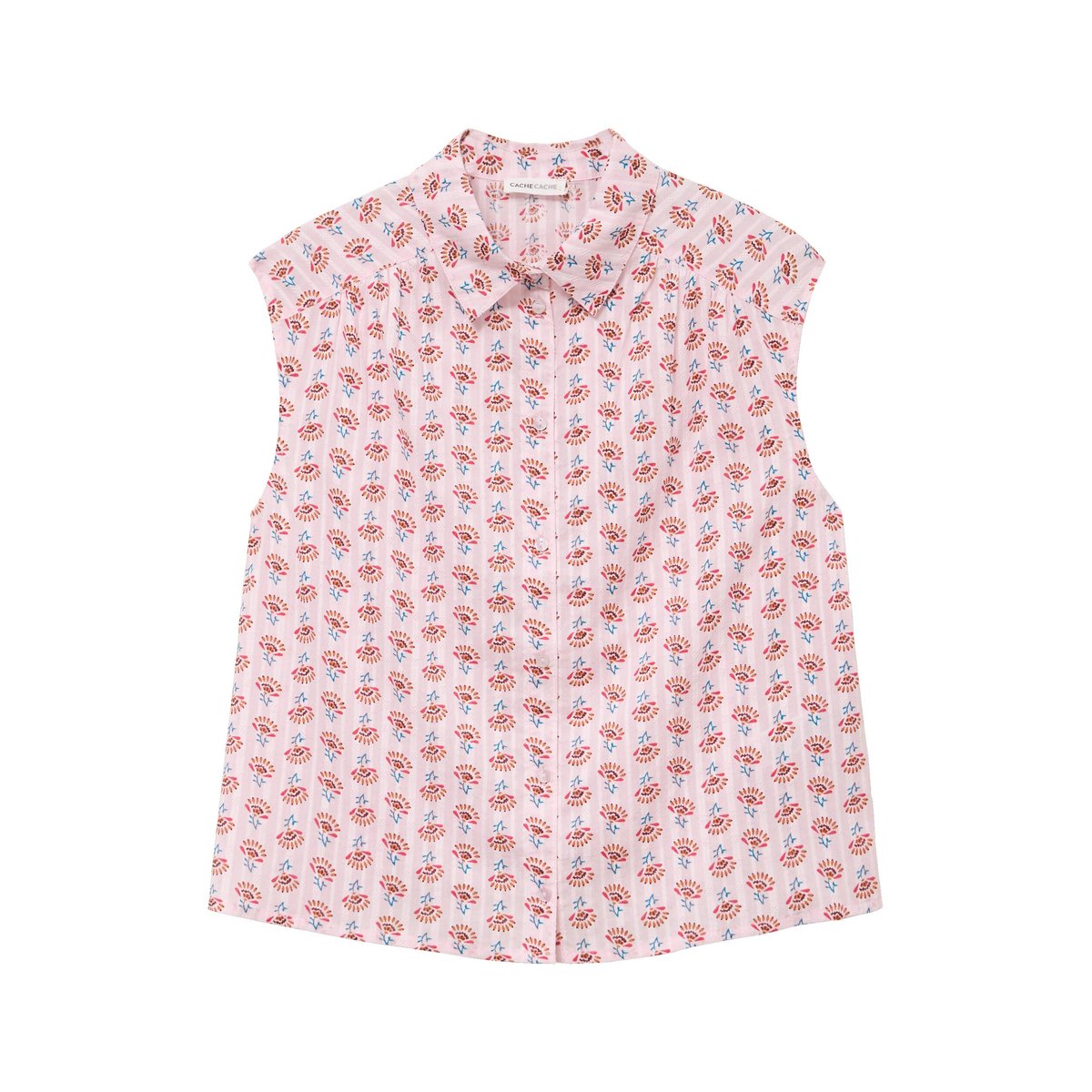 Chemise ample sans manches col classique rose, CACHE CACHE