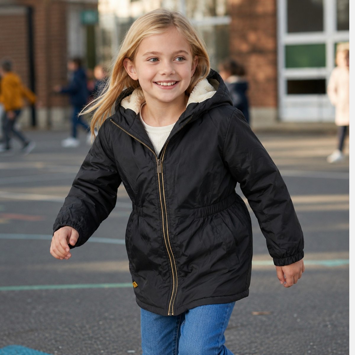 Parka zippée à capuche, coupe mi-longue et poches latérales BLIZZARD noir, LEE COOPER