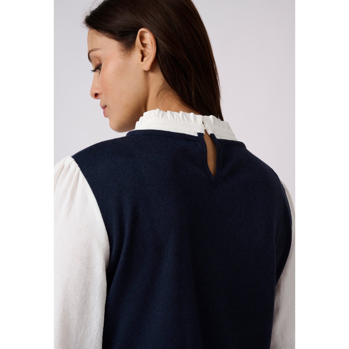 T-shirt effet 2 en 1 en maille chaude bleu marine, DAMART