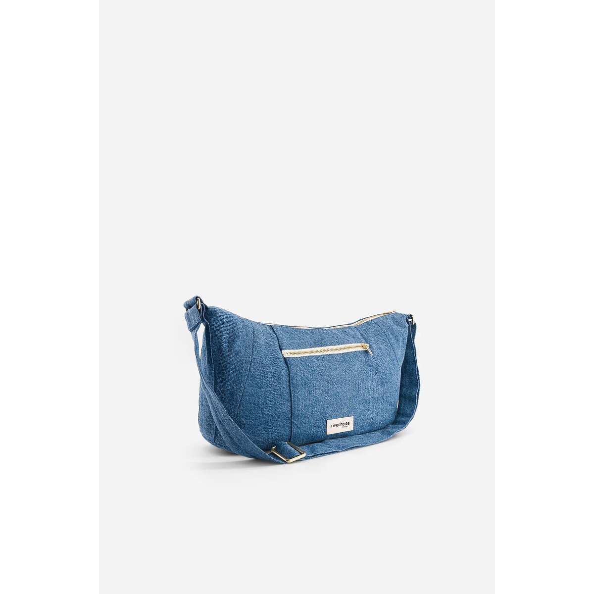 Handtas crossbody in canvas MINI CHARLOT verwassen denim, RIVEDROITE