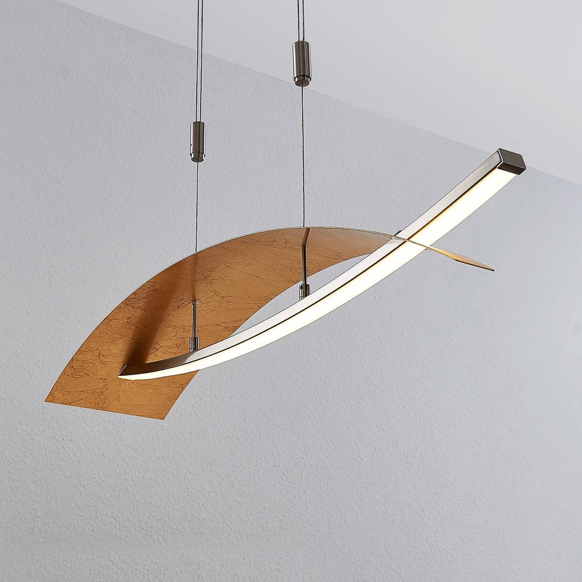 Suspension en métal moderneLED, Marija or, argent, LUCANDE